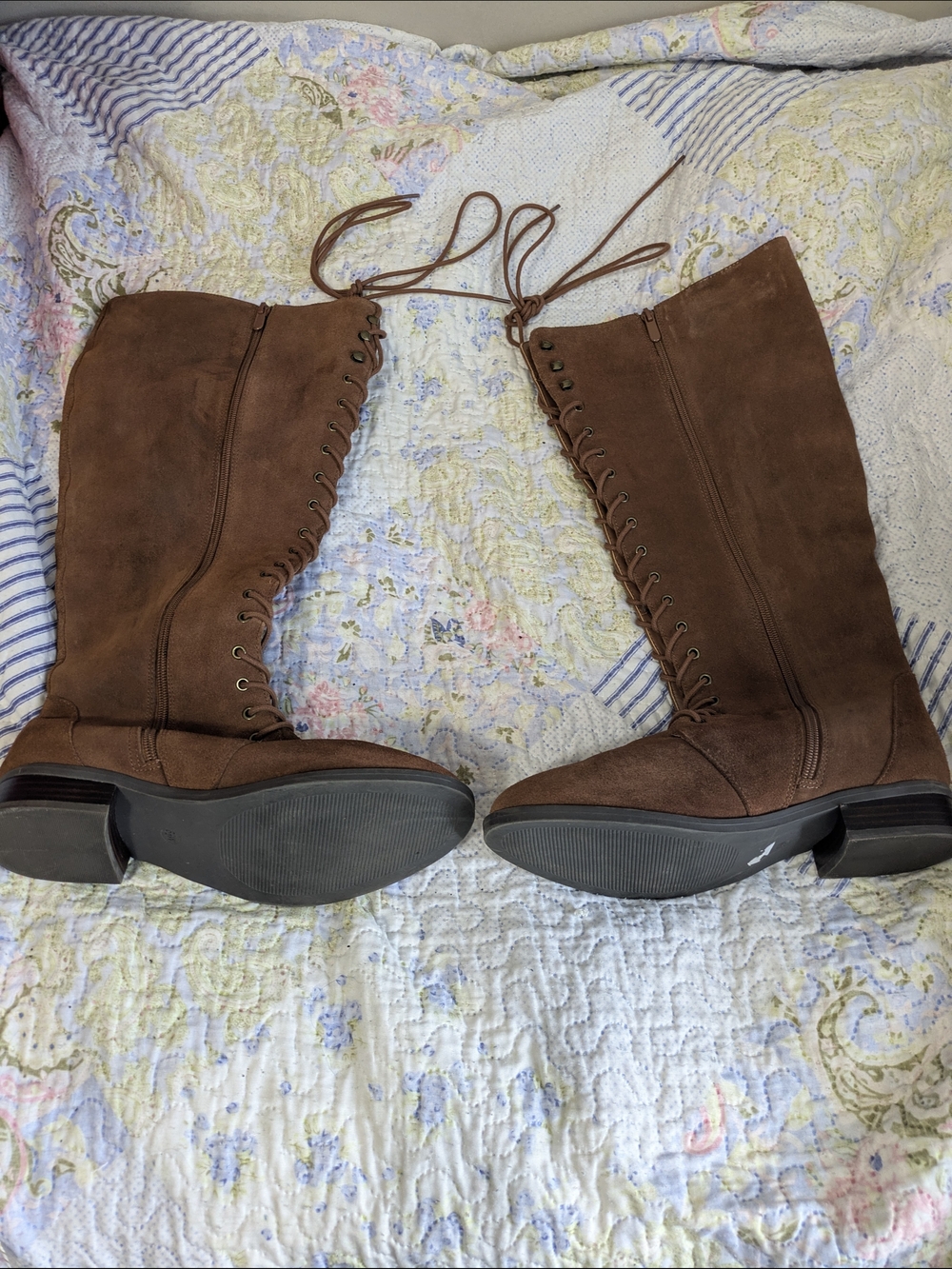 Torrid Brown Lace-Up Knee-High Suede Boots 8.5 W